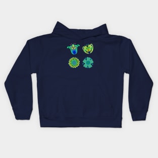 Folk Flowers in Deep Kids Hoodie